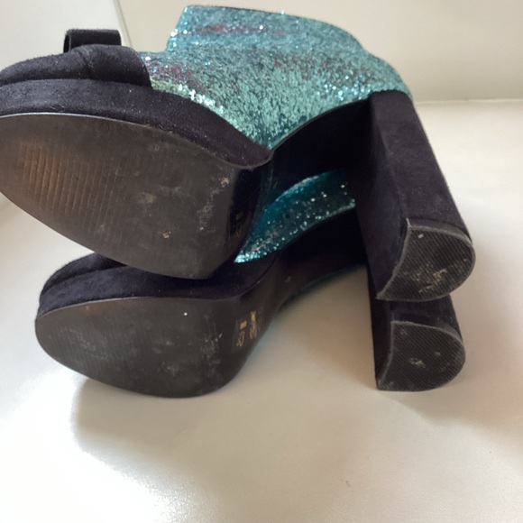 ASOS ASTRID Blue/Black Sequin Heel Booties SZ 7 - Picture 6 of 8